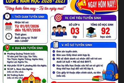 THÔNG BÁO TUYỂN SINH LỚP 6, NĂM HỌC 2026-2027